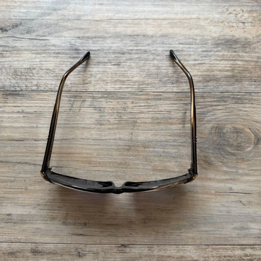 Vintage 80s Sunglasses Black Brown Tortoise Gold Red Accent Retro Glam